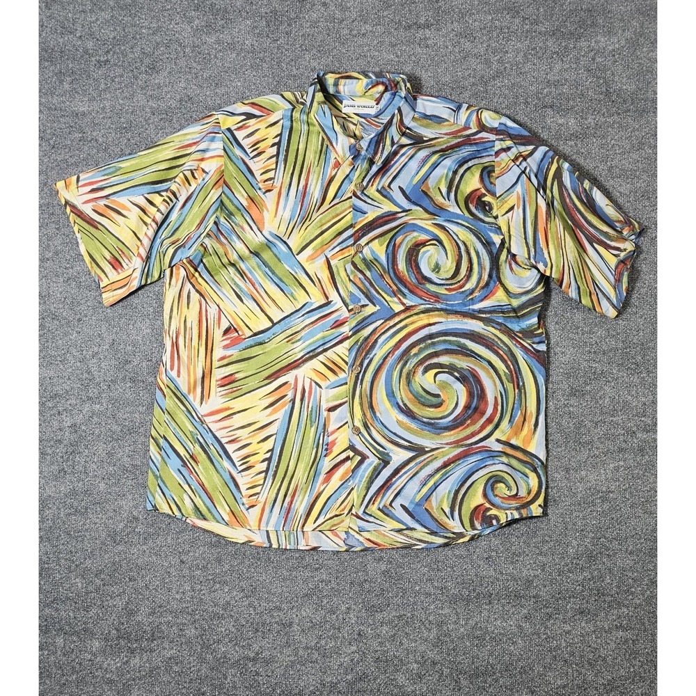 Vintage Jams World Shirt Mens 2XL Whirly Pop Hawaiian Surf Button Up Psychedelic